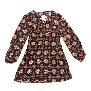 Navy Blue Open Back Tunic Dress